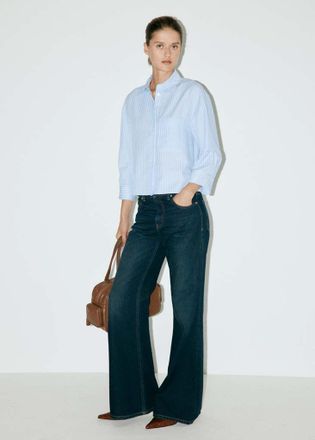 Mango Camicia dritta righe celeste - Donna - XXS - MANGO