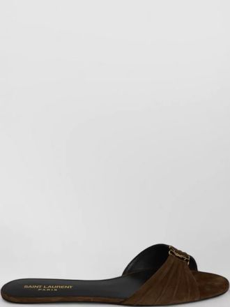 Saint Laurent babylone suede flat slide sandals