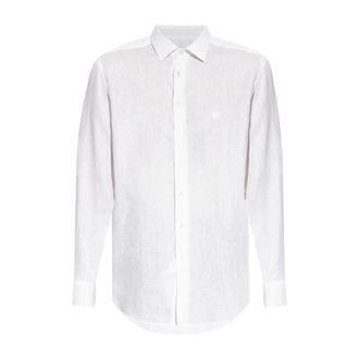 Etro Roma Fit Geborduurd Shirt - Heren - Zakelijke Overhemden - Wit - 2XL - Leer - Overhemden