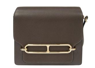 Herm&egrave;s Mini Roulis in Ebene Barenia Leather with Gold Hardware