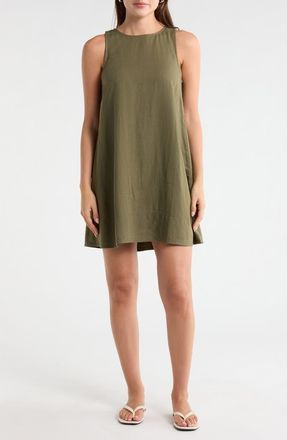 Madewell Linen Blend Shift Minidress in Faded Ivy at Nordstrom Rack, Size X-Large