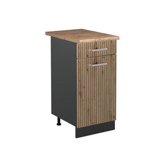 Vicco Mueble Bajo De Cocina R-line, Roble Artesanal/antracita, 40 Cm Encimera Roble Dorado, Vicco