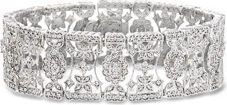 Ross-Simons Diamond Floral Bracelet in Sterling Silver