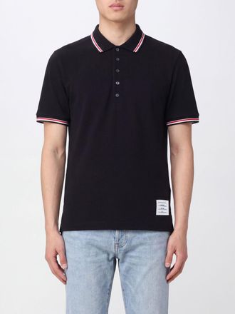 Thom Browne Polo a maniche corte in cotone con profili a contrasto