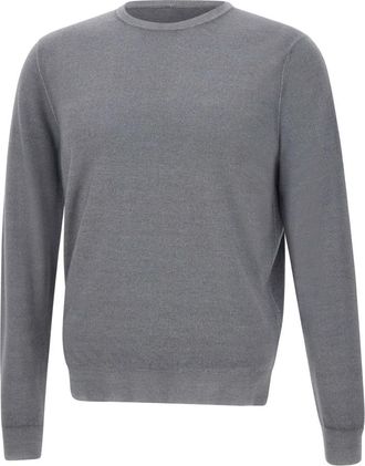 FILIPPO DE LAURENTIIS Grijze Wollen Trui- Colors Collection - Heren - Ronde hals truien - Grijs - 2XL - Wol - Truien & Vesten