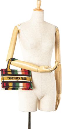 Dior Pre-owned Womens Book Tote Multicolor Striped - Orange Textile - One Size