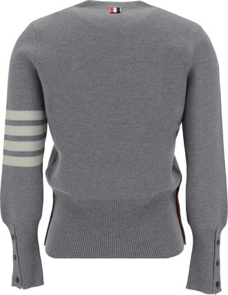 Thom Browne Womens Virgin Wool Sweater Lt Grey Fleece Ovis Aries