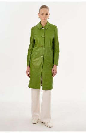 LaMarque BELEN | Longline Leather Coat in Fern at Nordstrom, Size X-Small