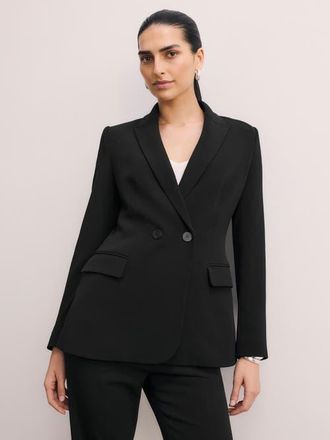 The Fold Knighton Clever Crepe Blazer in Black at Nordstrom, Size 10