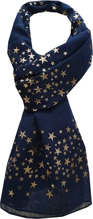 World of Shawls New Ladies Womens Glitter Sparkle Stardust Scarf Scarves Maxi Wrap - Stardust Plain/Beaded/Embroidered/Lace (New Star Navy Blue)