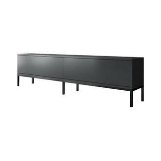 Dmora Mueble de televisi&oacute;n efecto madera antracita, negro 180x30 cm