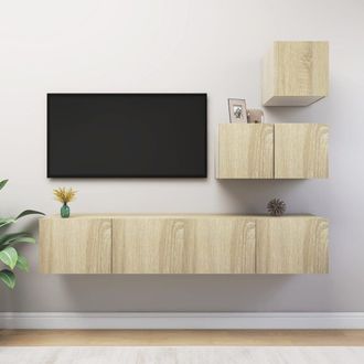 vidaXL Vidaxl - Juego De Muebles De Sal&oacute;n 4 Piezas Roble Sonoma