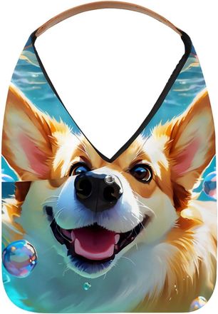 Generic Lovely Corgi Swims Underwater Reusable Lightweight Grocery Bags - Foldable Into Compact Pouch, Washable & Sturdy, Multipurpose for Shopping and Travel