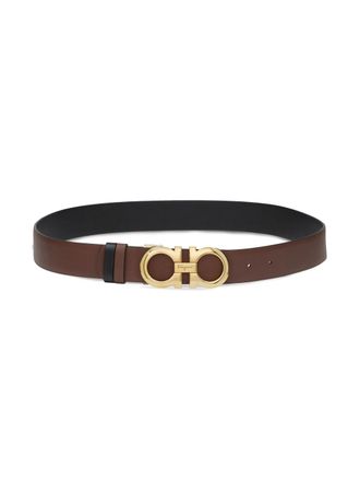 Ferragamo Brown Leather Gancini Reversible Belt
