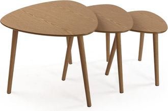 VERSA Mesa auxiliar (set de 3) en madera aglomerada marr&oacute;n