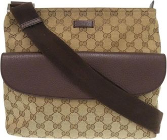 Gucci Pre-owned Shoulder Bags, female, Brown, Size: ONE SIZE Pre-owned Canvas Crossbody Bag