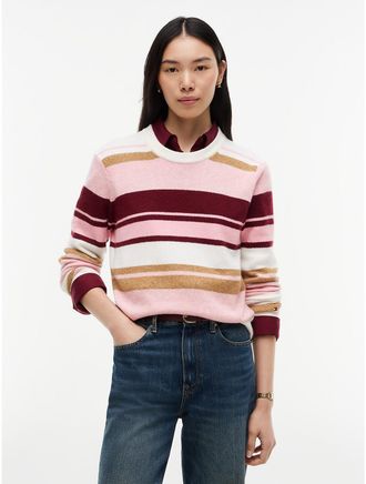 Tommy Hilfiger Womens TH Soft Touch Multicolor Stripe Crewneck Sweater - Pink/Beige Stripe - XXL