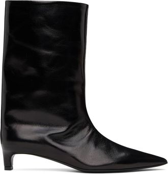 ◆JIL SANDER 最新作◆レザー ハイキング ブーツ/Black◆ Jil Sander レザーブーツ | ブラック | FARFETCH JP