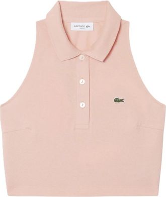 Lacoste L.12.D Mouwloze Stretch Polo Slim Fit - Dames - Tops zonder mouwen - Roze - 2XS - Katoen - Tops
