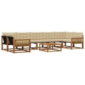 vidaXL Conjunto De Sof&aacute;s De Exterior Con Coj&iacute;n 8 Pcs Natural Y Beige Vidaxl