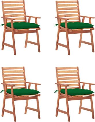 vidaXL Vidaxl - Sillas Comedor De Jard&iacute;n Y Cojines 4 Uds Madera Maciza Acacia