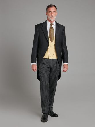 Oliver Brown Cashmere Morning Coat - Black Herringbone