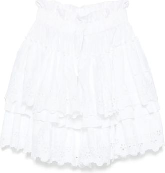 Simone Rocha broderie-anglaise tiered mini skirt - women - Cotton/Polyester - 10 - White