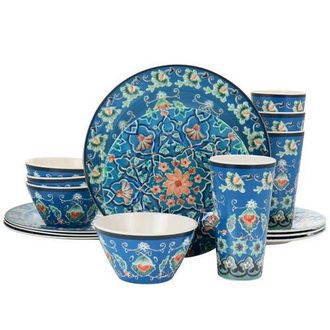 Gibson Home 16 Piece Tacoma Melamine Dinnerware Set in Blue at Nordstrom