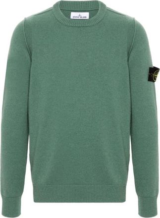 Stone Island Groene Sweatshirt Aw 24 - Heren - Ronde hals truien - Groen - L - Wol - Truien & Vesten