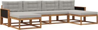 vidaXL Conjunto De Sof&aacute;s De Exterior 6 Uds. Natural Y Gris Claro Vidaxl