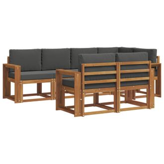 vidaXL Conjunto De Sof&aacute;s De Exterior 7 Pcs Natural Y Antracita Vidaxl