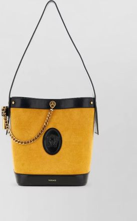 Versace small suede and leather bucket bag