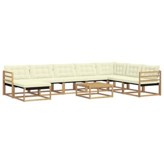 vidaXL Conjunto De Sof&aacute;s De Exterior 9 Uds. Blanco Y Crema Vidaxl