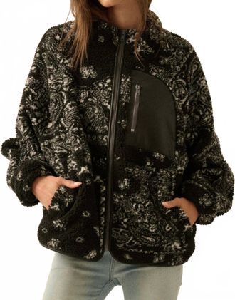 Promesa Chasing Dreams Paisley-Print Fleece Zip-Up Jacket In Black