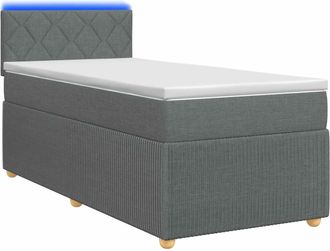 vidaXL Cama Con Base Tapizada, Colch&oacute;n Y Luz Led Gris Oscuro Tela Vidaxl