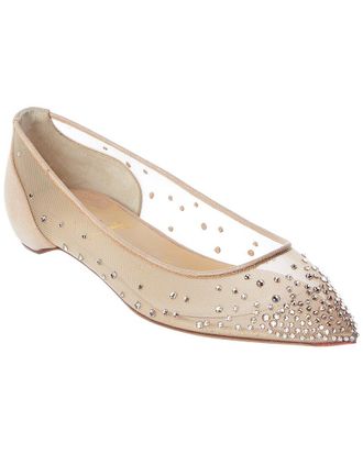 Christian Louboutin Follies Crystal Suede-Trim Flat