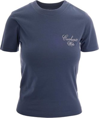 Carhartt Work in Progress Blue Logo Crew Neck T-Shirt