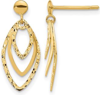 Diamond2Deal 14K Yellow Gold Oval Shape Drop Dangle Earrings