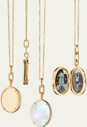 Monica Rich Kosann Elle Stone Slim 18K Yellow Gold Locket Necklace