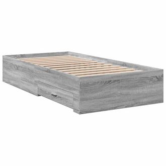Berkfield Home Modern Bed Frame with Drawers without Mattress Grey Sonoma 90x190 | Size: Single