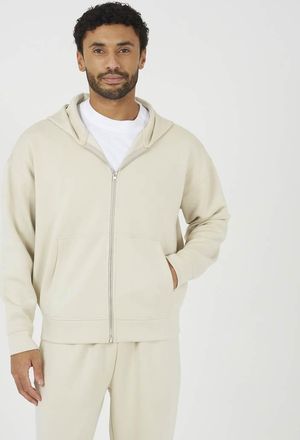 Brave Soul Felpa con cappuccio comoda beige con zip-Neutro