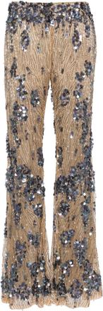 Alberta Ferretti sequin-embellishment flared trousers - women - Polyamide/Acetate/Elastane/Silk - 42 - Neutrals