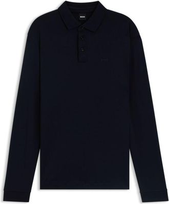 BOSS Long-sleeved polo shirt in interlock cotton with logo