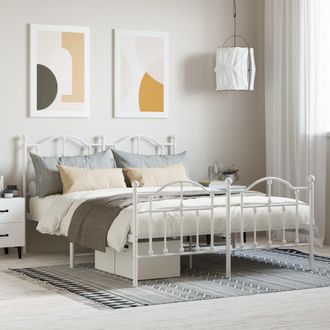 vidaXL Vidaxl - Estructura Cama Sin Colch&oacute;n Con Estribo Metal Blanco 140x200 Cm