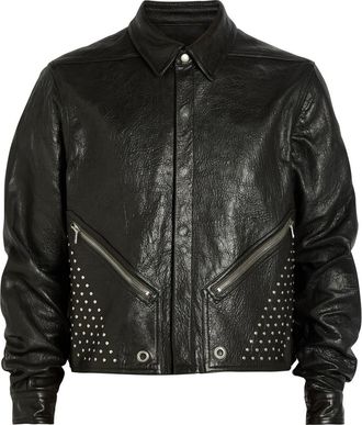 Rick Owens Alice Studded Grained Leather Jacket - Black - 52 (IT52 / XL)
