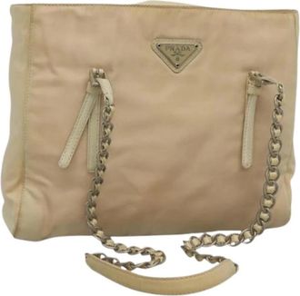 Prada Pre-owned Nylon prada-bags - Dames - Vintage Schoudertas - Beige - ONE Size - Nylon - Vintage
