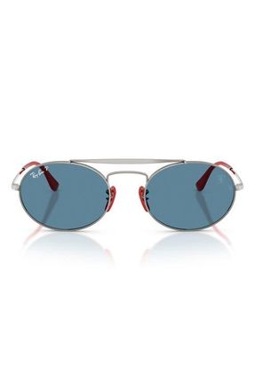 Ray-Ban x Ferrari 54MM Polarized Oval Sunglasses in Gunmetal /Polar Blue at Nordstrom