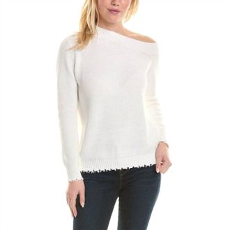 Minnie Rose Cotton Shaker Off-The-Shoulder Sweater Top In White
