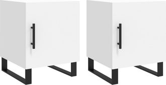 vidaXL Vidaxl - Mesitas De Noche 2 Uds Madera De Ingenier&iacute;a Blanco 40x40x50 Cm