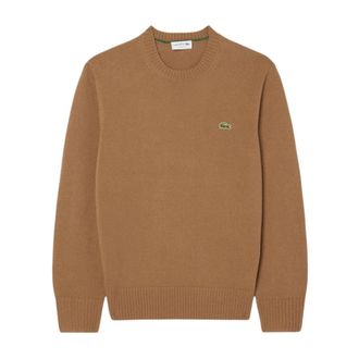 Lacoste Wollen trui met ronde hals - Heren - Truien - Beige - Maat: L Wol